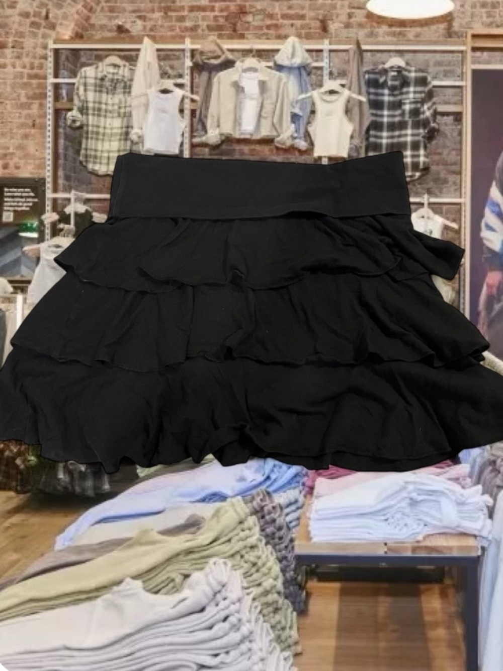 Express Black Tiered Ruffle Mini Skirt